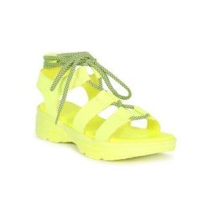 Bamboo Open Toe Lace Up Cutout Sneaker Sandal 20085 Lime green